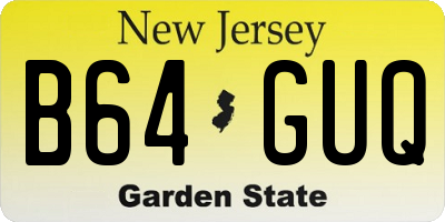 NJ license plate B64GUQ