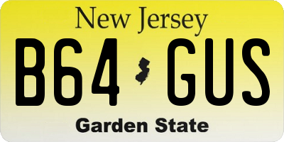 NJ license plate B64GUS