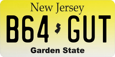 NJ license plate B64GUT