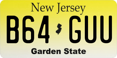 NJ license plate B64GUU
