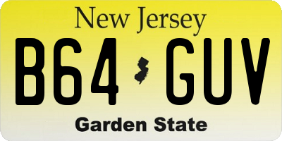 NJ license plate B64GUV