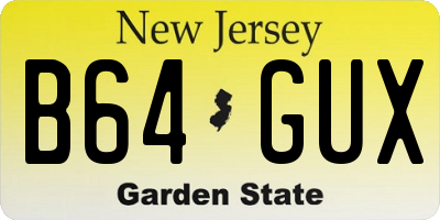 NJ license plate B64GUX