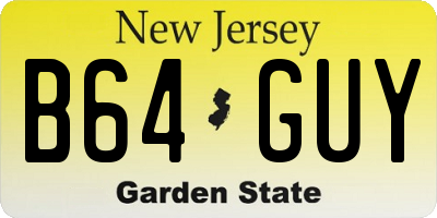 NJ license plate B64GUY