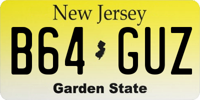 NJ license plate B64GUZ
