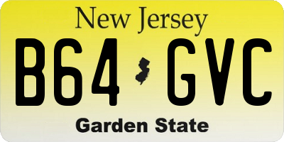 NJ license plate B64GVC
