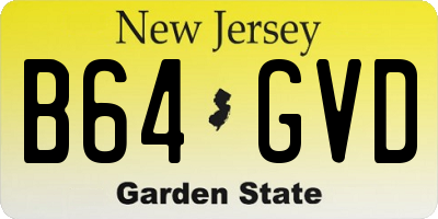 NJ license plate B64GVD
