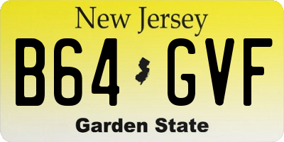 NJ license plate B64GVF