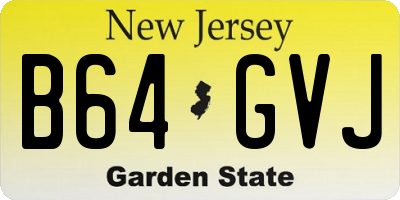 NJ license plate B64GVJ