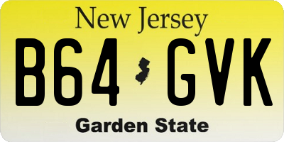 NJ license plate B64GVK