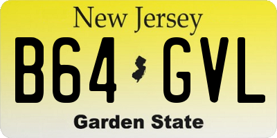 NJ license plate B64GVL