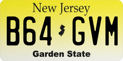NJ license plate B64GVM
