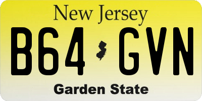 NJ license plate B64GVN