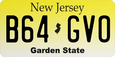 NJ license plate B64GVO