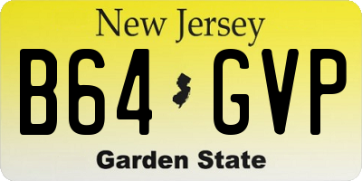 NJ license plate B64GVP