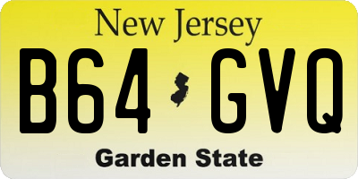 NJ license plate B64GVQ