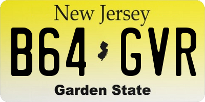 NJ license plate B64GVR