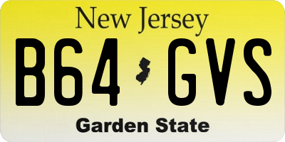 NJ license plate B64GVS