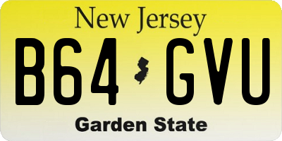 NJ license plate B64GVU