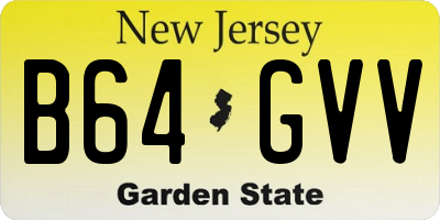 NJ license plate B64GVV