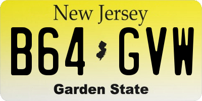 NJ license plate B64GVW