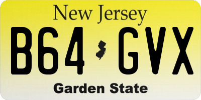 NJ license plate B64GVX