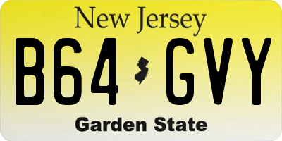 NJ license plate B64GVY