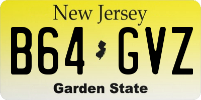 NJ license plate B64GVZ