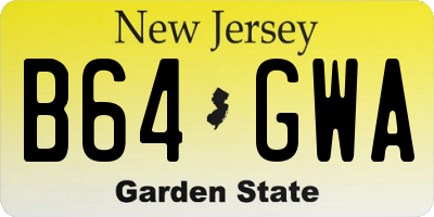 NJ license plate B64GWA