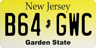 NJ license plate B64GWC