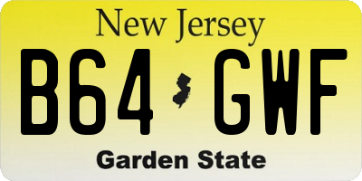 NJ license plate B64GWF