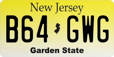 NJ license plate B64GWG