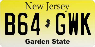 NJ license plate B64GWK