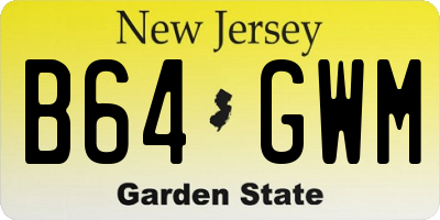 NJ license plate B64GWM