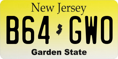 NJ license plate B64GWO