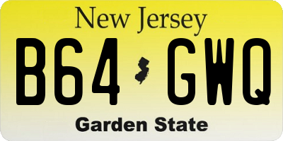 NJ license plate B64GWQ