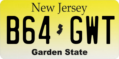 NJ license plate B64GWT