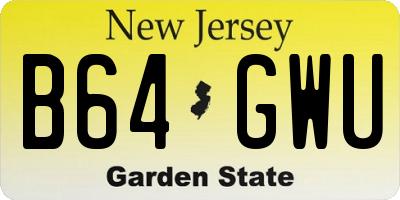 NJ license plate B64GWU