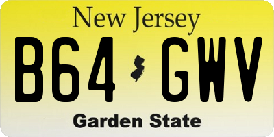 NJ license plate B64GWV