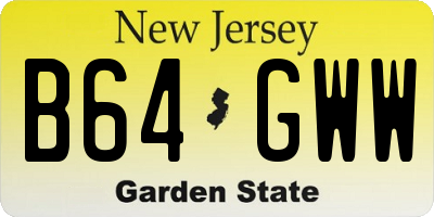 NJ license plate B64GWW