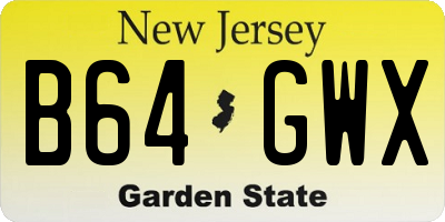 NJ license plate B64GWX