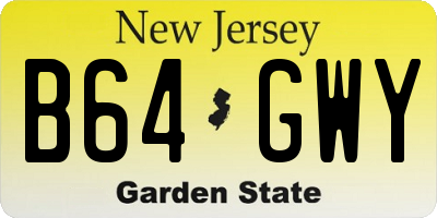 NJ license plate B64GWY