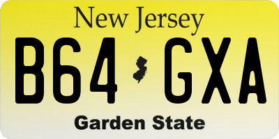NJ license plate B64GXA