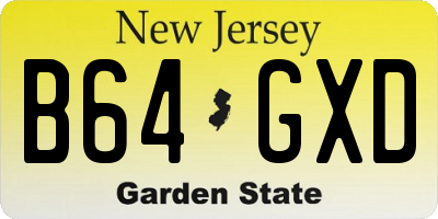 NJ license plate B64GXD