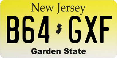 NJ license plate B64GXF