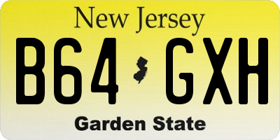 NJ license plate B64GXH