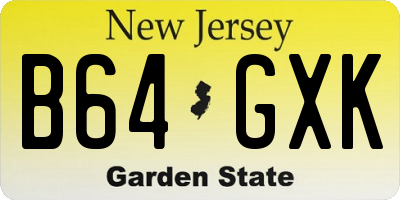 NJ license plate B64GXK