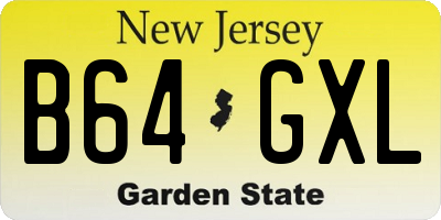 NJ license plate B64GXL