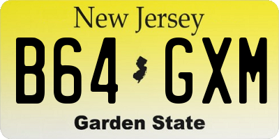 NJ license plate B64GXM