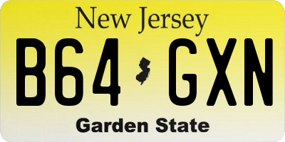 NJ license plate B64GXN