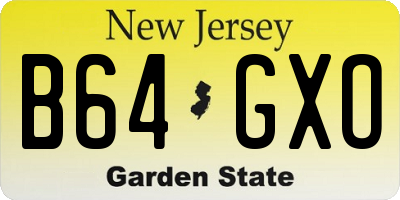 NJ license plate B64GXO